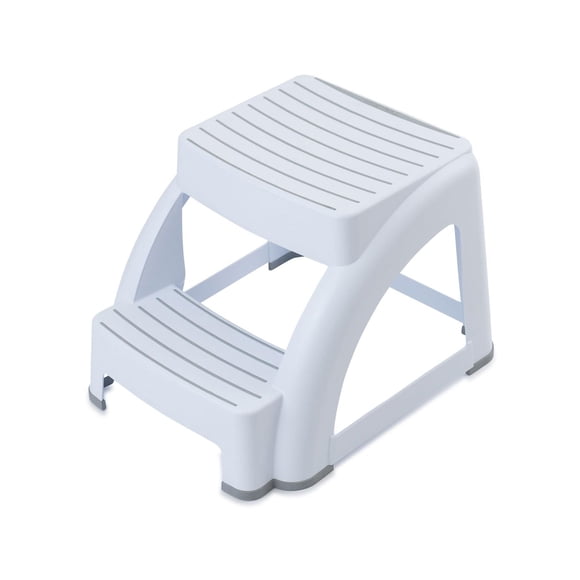 Mistral® Marchepied en plastique ultra-sécurisé à 2 marches blanc