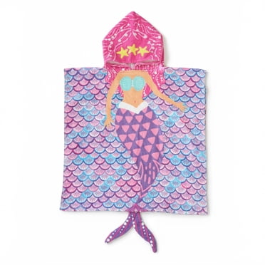 Serviette de plage à capuche Mainstays, motif sirène, 1 pièce, 24 po x 48 po, 325 g/m²