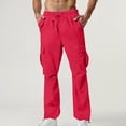 thumbnail image 2 of Hot Pink Pants for Mens Fall Summer Wild Cargo Track Gym Brunch Jogger Ruched Ripped Paperbag Straight Leg Elastic Waist Distressed Basic Long Leg Pants Mens 2025 S, 2 of 9