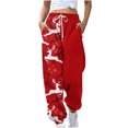 thumbnail image 1 of LSLJS Women's Pocket Loose Pants Sports Pants Drawstring Christmas Printed Guards Casual Pants, 1 of 2