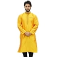 thumbnail image 2 of Atasi Kurta Dupion Jaune à Col Officier pour Homme, Manches Longues, Chemise Ethnique - Moyen, 2 of 7