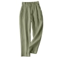 thumbnail image 1 of Timegard Cotton Linen Pants for Women Elastic High Waisted Button Ruched Casual Trousers with Pockets, 1 of 6