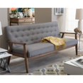 thumbnail image 2 of Baxton Studio Sorrento Sofa Capitonné Gris et Noyer, 2 of 6