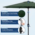 thumbnail image 3 of Bingirl 9Ft UV Resistant Patio Umbrella - 8 Sturdy Ribs, Table Umbrella with Easy Push - Button Tilt. Large Umbrella for Pool, Yard, and Garden. Dark Green, 3 of 4