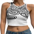 thumbnail image 1 of Women Y2k Close-fitting Camisole Printed Pattern Round Collar Sleeveless Crop Tops Brown S, 1 of 3