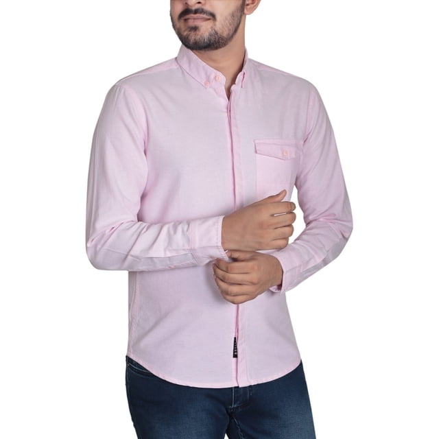 Chemise Décontractée à Manches Longues pour Homme ROSE Pâle