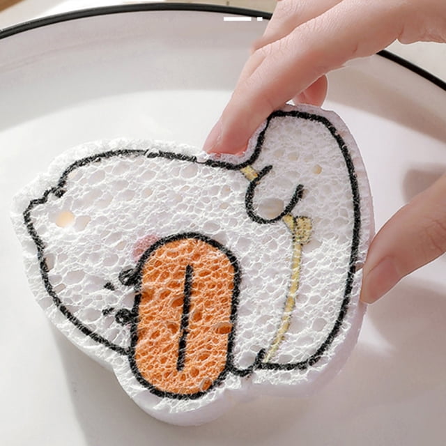 Oleegame 1PC Ten Dollar Items Cartoon Dish Cloth Compressed Sponge Wipe Dishwashing Sponges Rag For Home Kitchen Pot Dishes Bowls Cleaning Tool