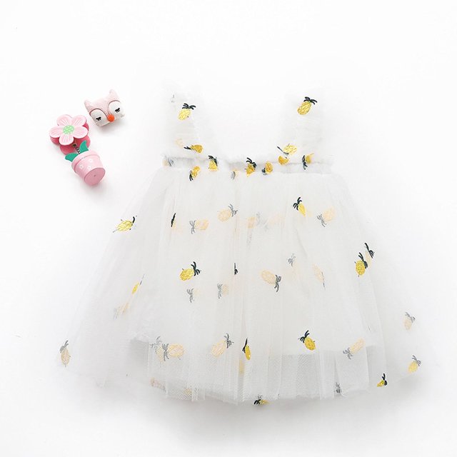 Birdeem Summer Lovely Baby Girls Sweet Dress Strap Sleeveless Flowers Printed Lace Sundress
