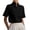 #201-Black, variant on Craaazy Solid Color Notch Stand Collar Short Sleeve Tops for Women, Elegant Business Office Blouses Casual Daily Wear Shirts
