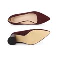 thumbnail image 3 of BLISSFUL STEP Women's Shoes Pointy Toe Slip-on Faux Suede Block Heel Pumps  Burgundy 7, 3 of 8
