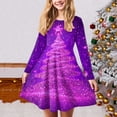 thumbnail image 2 of Splozh Robe Fille Enfants Manches Longues Robe de Noël pour Fille Imprimé Bal Fête Fête de Noël Robes de Fille Violet,11-12 Ans, 2 of 5