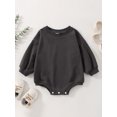 thumbnail image 2 of Faithtur Bébé Filles Garçons Romper Couleur Unie Manches Longues Col Rond Combinaisons Automne Hiver Casual Bodys, 2 of 8