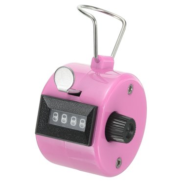 Uxcell Compteur de Clic Main Compteur de Pointage Mécanique Chiffres 4 Chiffres Compteur de Pas de Clic Rose