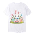 thumbnail image 4 of MIASHUI T-Shirts Graphiques de Pâques pour Garçons Doux Décontractés à Manches Courtes Hauts Colorés pour Enfants Blanc, 4-5 Ans, 4 of 4