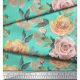 thumbnail image 3 of Soimoi Rayon Fabric Leaves & Rose Flower Print Sewing Fabric Yard 56 Inch Wide, 3 of 3