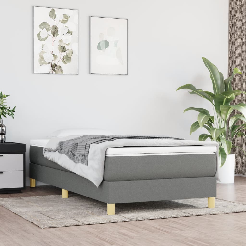 vidaXL Bed Frame Dark Grey 100x203 cm Twin XL Fabric