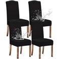 thumbnail image 1 of Oblique Plaid Waterproof Stretch Chair Covers for Dining Room Set of 4, Removable Washable Dining Room Chair Covers, Dining Chair Slipcovers Seat Protector(Black), 1 of 7
