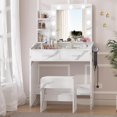 thumbnail image 1 of Ourlova Vanity Desk with Mirror & Lights, Makeup Vanity with Power Outlet, 3 Lighting Modes, 2 Drawers, 1 of 7