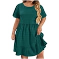 thumbnail image 2 of Weiqiqre Robes d'Été pour Femmes Décontractées Amples Mignonnes à Volants Manches Courtes Fluides Mini-Robe Robe d'Été, 2 of 8