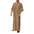 thumbnail image 1 of XZNGL Mens Muslim Robe Set Arab Middle Robe Long Sleeve Standing Neck Pocket Button Casual Robe, 1 of 1