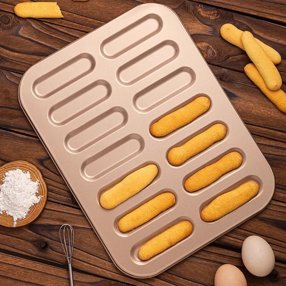 CaiYueKe Carbon Steel Finger Biscuit Baking Mold, 14 Grid Non Stick Cake Cookie Baking Tray for Dessert Biscotti Ladyfinger, High Temperature Resistant Easy Clean Baking Sheet for Home Kitchen Oven