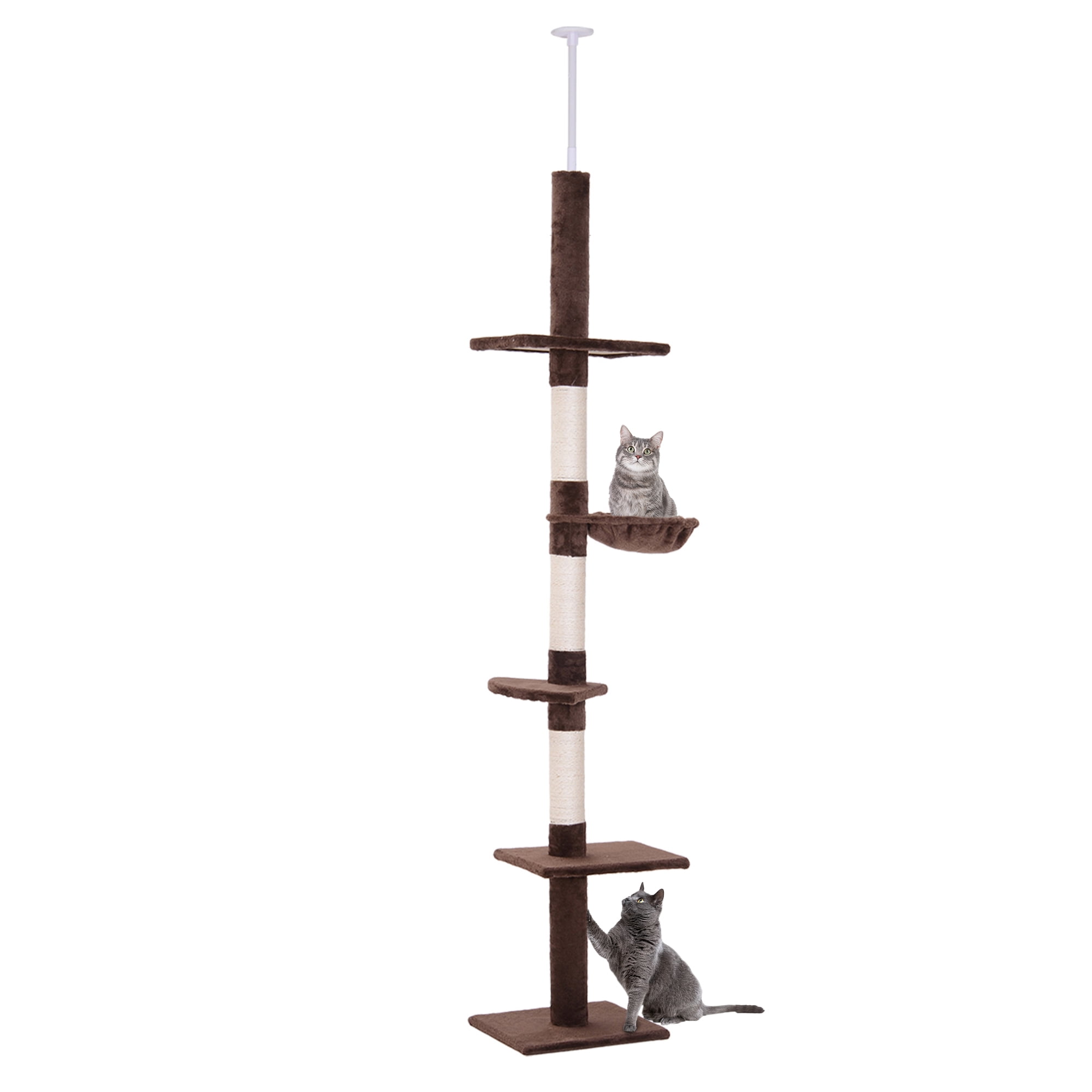CoSoTower 8.5ft Cat Climbing Tree 5-Tier Kitty Activity Center with Scratching Post Brown and White