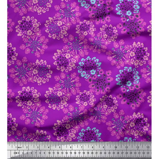 Soimoi Rayon Fabric Flower Artistic Fabric Prints By Yard 42 Inch Wide