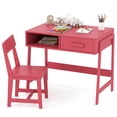 thumbnail image 1 of Costway Kids Desk and Chair Set with Storage Drawer and Hutch, Student Writing Desk Set Pink, 1 of 10