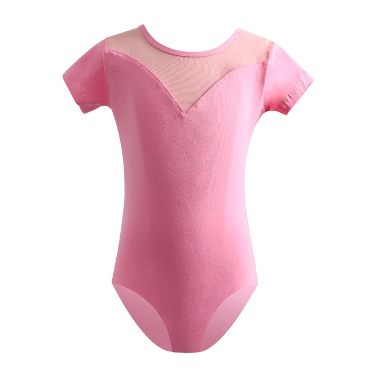 WEIYLL Robes Filles Été Danse Performance Manches Courtes Justaucorps Triangle Uni Robe Rose Vêtements 9-10 Ans