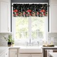 thumbnail image 2 of Mushroom Kitchen Curtains, 36 Inch Length, Spring Floral Rod Pocket Tier and Valances Set, Summer Botanical Night Moon Sky Black Farmhouse Window Curtains for Bedroom/Living Room, 2 of 6