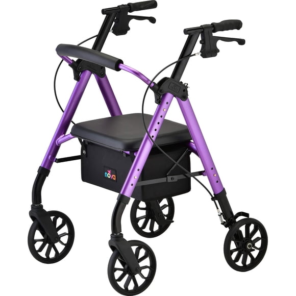 NOVA Produits Médicaux Star 8 Déambulateur à Roulettes avec Ajustement Parfait Système de Tailles Léger Pliable Facile à Relever à Transporter Idéal pour le Voyage Couleur, Violet, 1 Unité