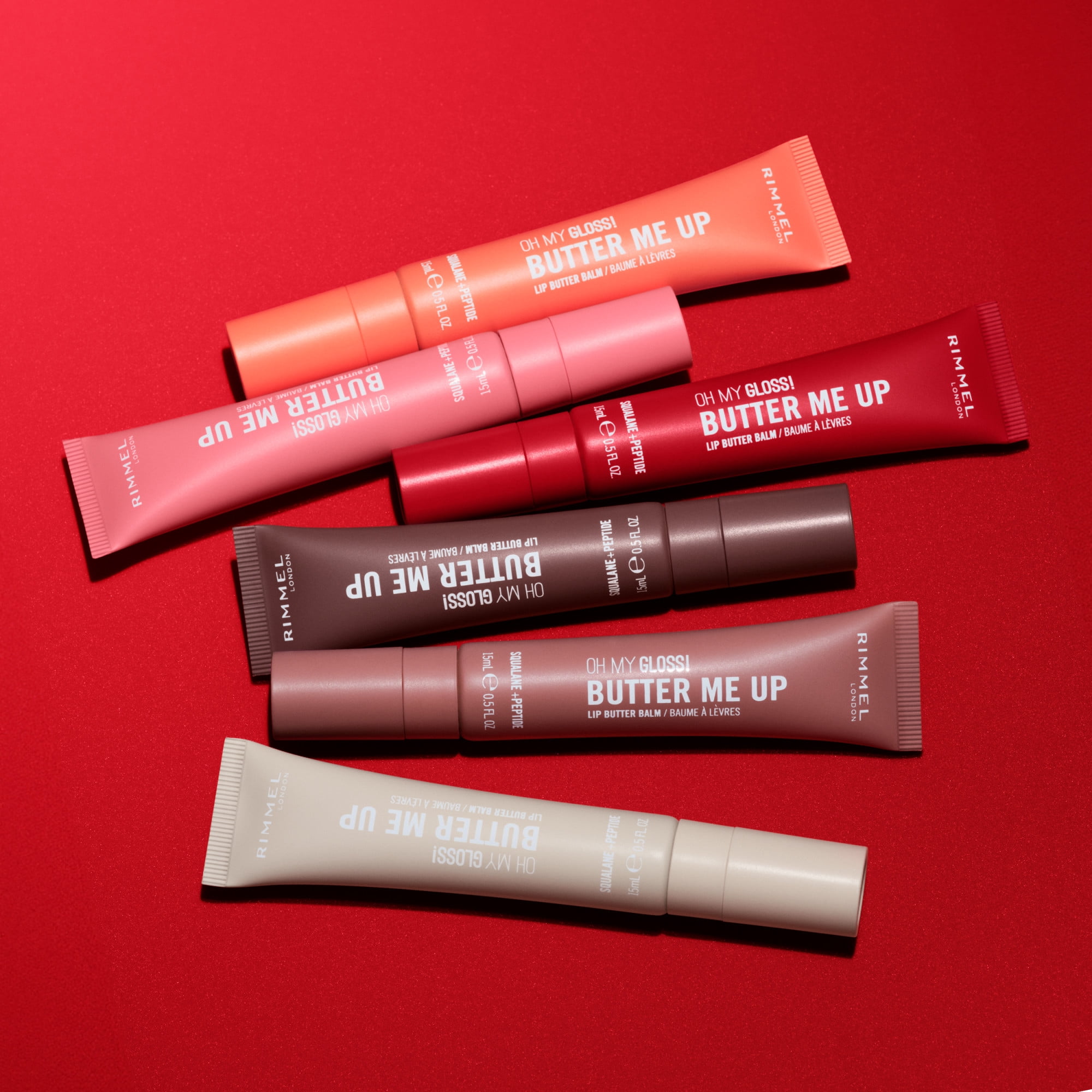 Rimmel London Oh My Gloss Butter Me Up Baume à lèvres hydratant, baume à lèvres teinté, soin des lèvres, hydratation, nourrissant, squalène