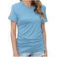 thumbnail image 1 of Yuyuzo ZyeKqe Summer Tops pour Femmes Chemises à Manches Courtes Col Rond T Shirts Ruchés Sortant des Tops, 1 of 7