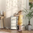 thumbnail image 2 of Qaba 4 Tier Kids Toy Organizer with 4 Plastic Storage Bins, Cream White, 2 of 10