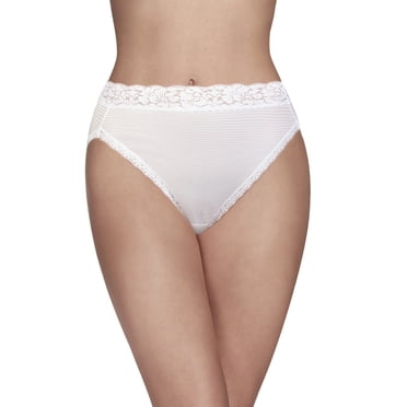 Vanity Fair Culotte Flatteuse en Dentelle Échancrée pour Femme, 9, Blanc Étoilé