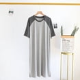 thumbnail image 3 of Chemise de Nuit pour Homme en Coton Raglan, Vêtement de Nuit Léger, Robe de Pyjama Respirante à Col Rond, Chemise de Sommeil à Empiècements, Nuisette Gris Foncé/gris Pâle TG, 3 of 9