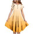 thumbnail image 2 of Tranfacy Robes d'Été pour Ados, Robes pour Filles Taille 10-12, Robe d'Été pour Filles 6-15 Mode Robe à Dégradé de Couleurs avec Poches Manches Courtes Col Rond Robe Trapèze, 2 of 5
