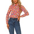 thumbnail image 1 of INSPIRE CHIC Chemise Boutonnée pour Femme à Petites Fleurs à Manches Longues Col en Pointe Haut de Bureau TG Orange, 1 of 6
