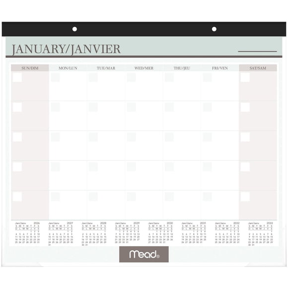 2027 Mead® Undated Monthly Desk Calendar, 19-3/4” x 17”