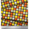 thumbnail image 3 of Soimoi Georgette Viscose Fabric Geometric Square,Text & Bear Face Kids Print Fabric by The Yard 42 Inch Wide, 3 of 3