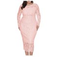thumbnail image 2 of LSLJS Femmes de la Mode Évider Dentelle Longue Dress Soirée à Manches Longues Dress Parti Dress, Robes de Cocktail for Women Soirée, 2 of 5
