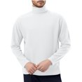 thumbnail image 1 of Plain Tshirts for Men Men's Winter Solid Color Medium High Neck Designlong Sleeved Round Neck Top White XL, 1 of 3