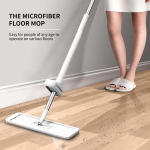 Wood Microfiber Mop Floor Cleaning System Washable Pads Reusable Dust Mops with 4PCS Soft Refill Pads Hardwood Wood Floor Cleaner Mop 360 Rotate Dry Wet Mop