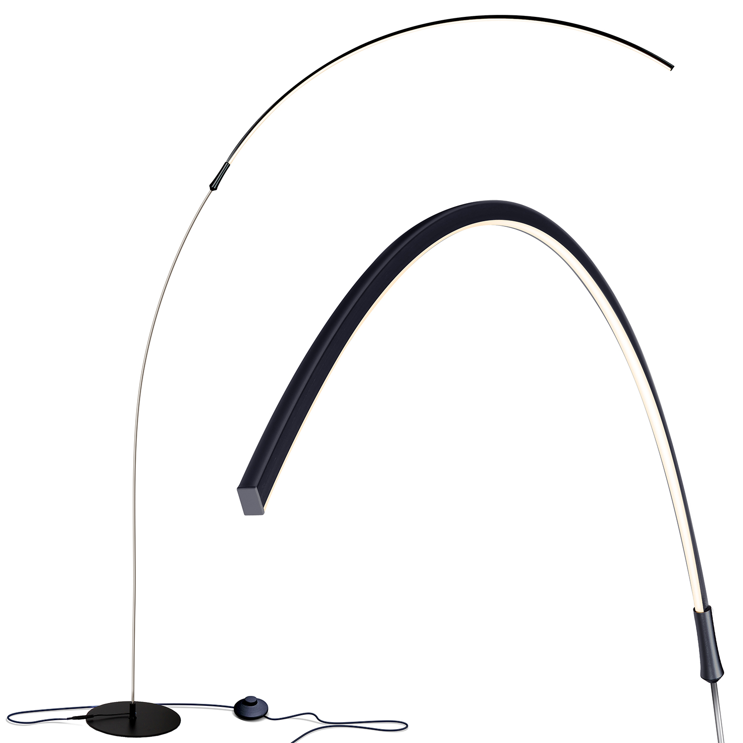 Brightech Sparq Arc Modern Home 67" Tall Arch LED Standing Floor Lamp, Black