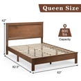 thumbnail image 3 of Gymax Queen Size Bed Frame Platform Slat High Headboard Bedroom Rubber Wood Leg Walnut, 3 of 10