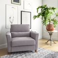 thumbnail image 1 of CorLiving Caroline Upholstered Indoor Accent Arm Chair and a Half with Wood Legs and Cushioned Back, Light Grey, 1 of 9
