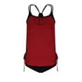 thumbnail image 5 of Moxiu Women's Two Piece Tankini Bathing Suits T-Back Top Ruched Padded Modest Swim Shorts Summer Basic Swimwear Red,XL, 5 of 5