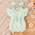 thumbnail image 1 of AherBiu Baby Clothes for Girl Romper Infant Ruffle Short Sleeve Drawstring Button down Jumpsuits Casual,Sizes 0-12 Months, 1 of 9