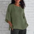 thumbnail image 1 of SMihono Hauts pour Femmes Été Chic Décontracté Mode d'Été pour Femmes Manches Raccourcies Col Rond Coton Ligne Ample Chemise Blouse T-shirt Oversize pour Femmes 2023, 1 of 5