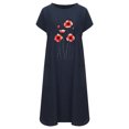 thumbnail image 4 of SMihono Robes Bohèmes d'Été pour Femmes Grande Taille Robe Unie à Manches Courtes à Col Rond Robe Imprimée avec Poches Robe Midi, 4 of 4